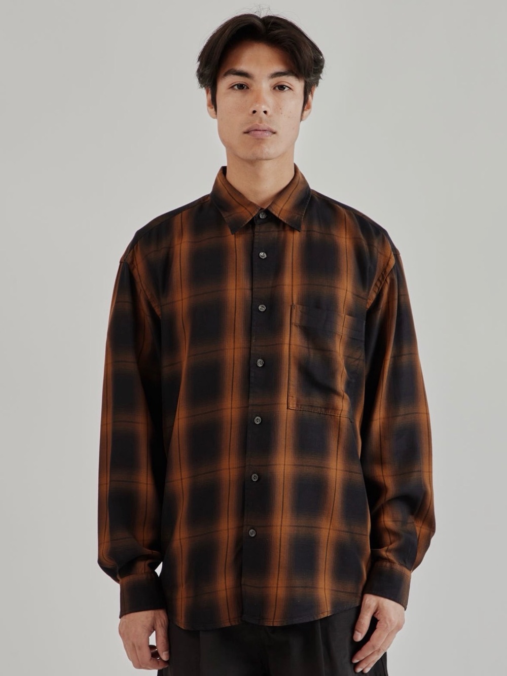 Frizmworks Lyocell Check Relaxed Button Down Shirt - Black Men’s Medium